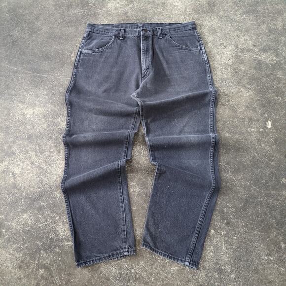 Vintage Basic Editions Jeans Mens 38x32 Made in USA Black Faded 90s Work - Picture 1 of 7